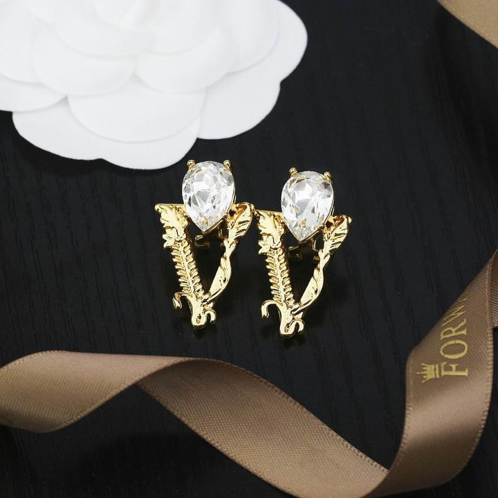 Versace Virtus Stud Earrings With Crystal At Face