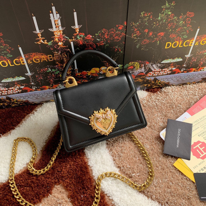 Dolce & Gabbana Devotion Mini Top-Handle Bag Cowhide In Black