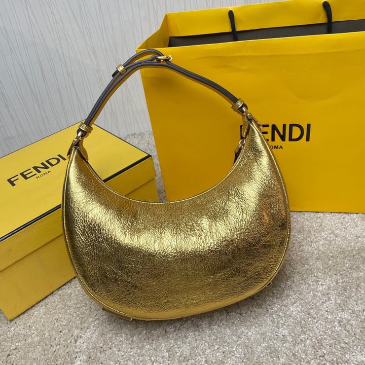 Fendi Fendigraphy Small Wrist Bag Leather In Gold