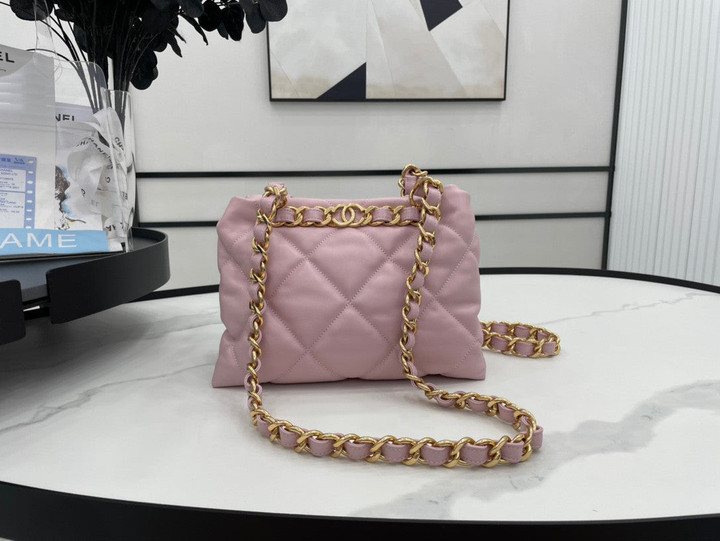 Chanel Small Tote Lambskin Bag In Light Pink