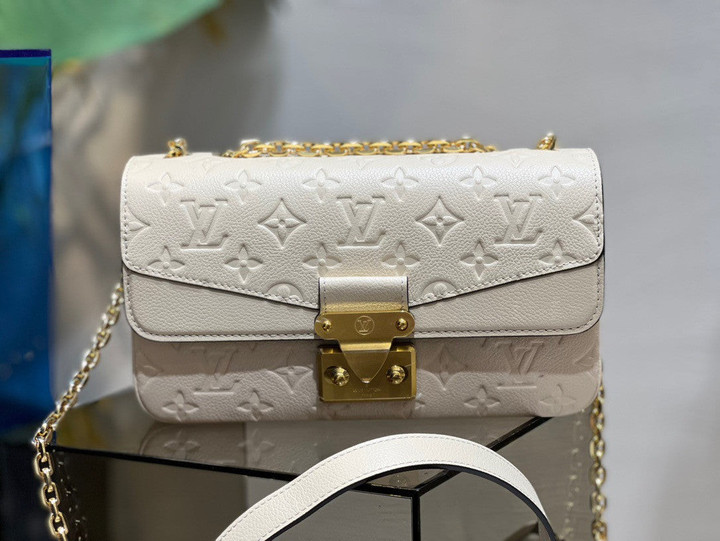 Louis Vuitton Marceau Chain Bag Embossed Leather In White