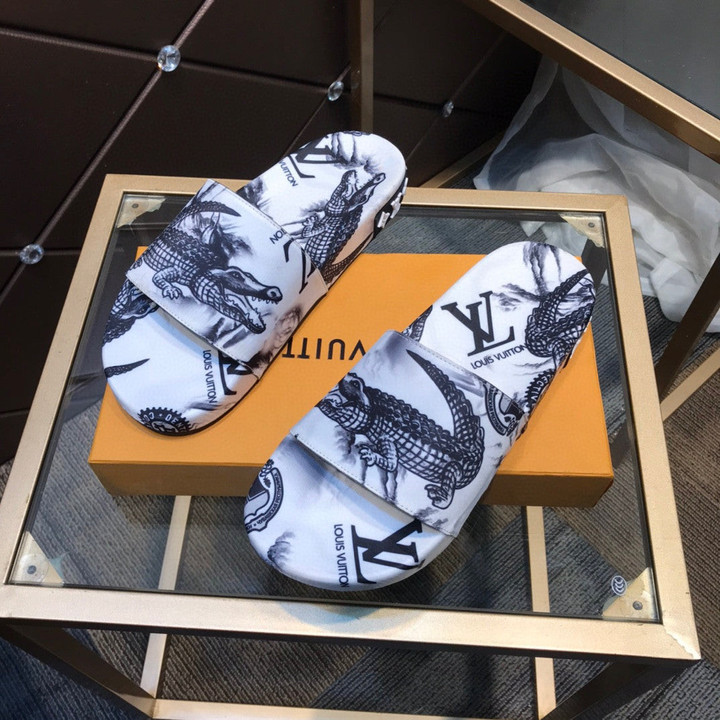 Louis Vuitton Rubber Slide Sandal With Crocodile Pattern, Men