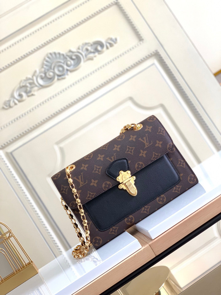 Louis Vuitton Victoire Chain Bag In Black/Brown