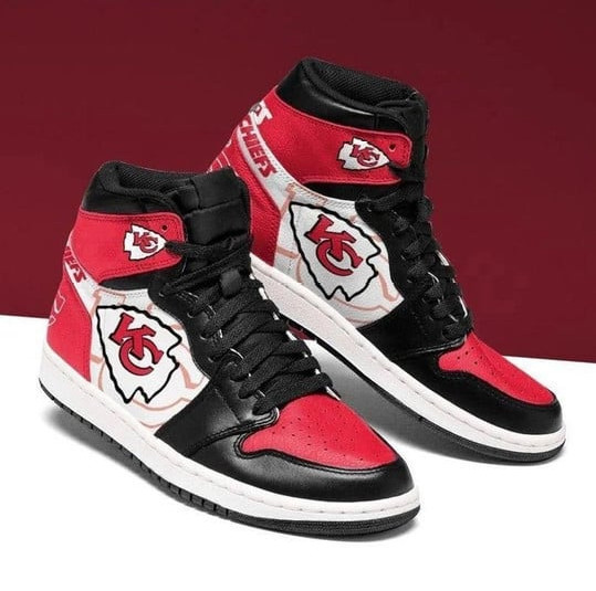 KC. Chief Air Jordan 1 Shoes Sneakers In Red And Black