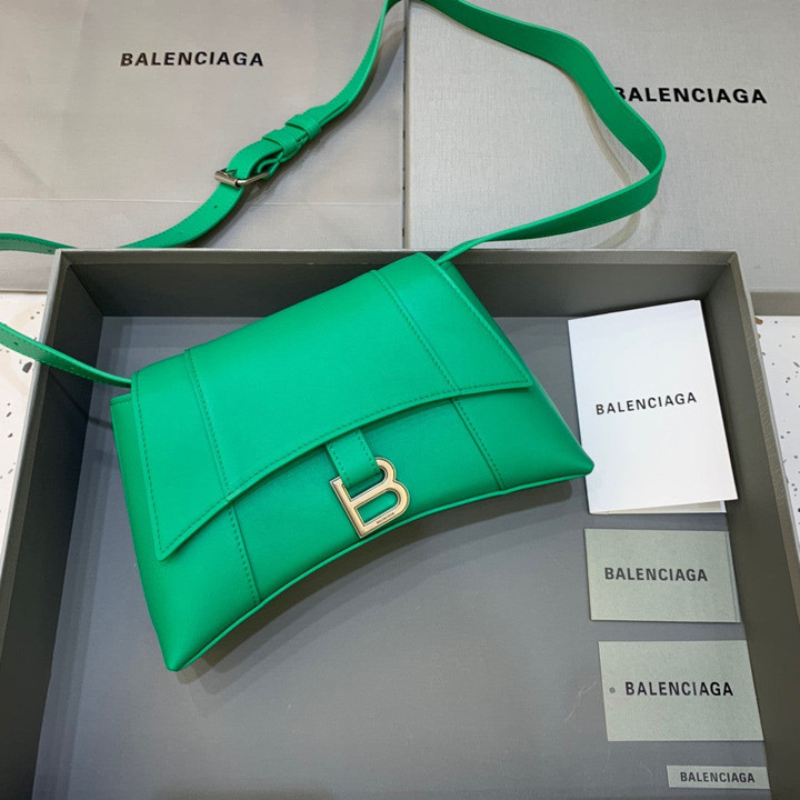 Balenciaga Downtown XS Shoulder Bag Smooth Leather In Green