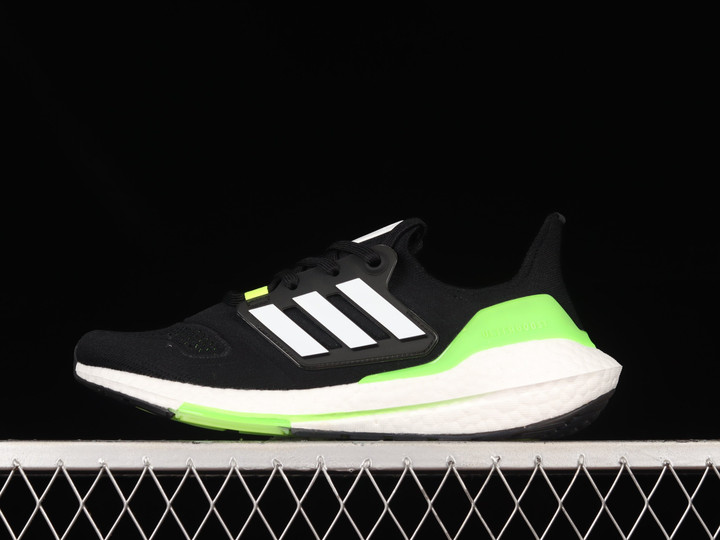 Adidas Ultraboost 22 Core Black / Cloud White / Solar Green Shoes Sneakers, Men
