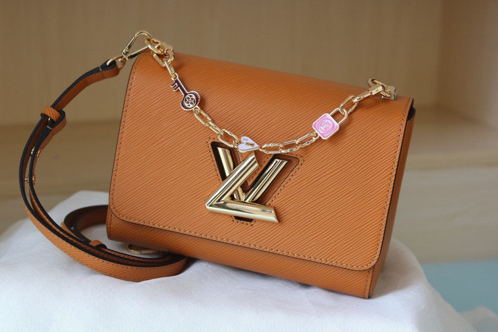Louis Vuitton Twist MM Bag With Padlock Jewels Chain Leather In Brown
