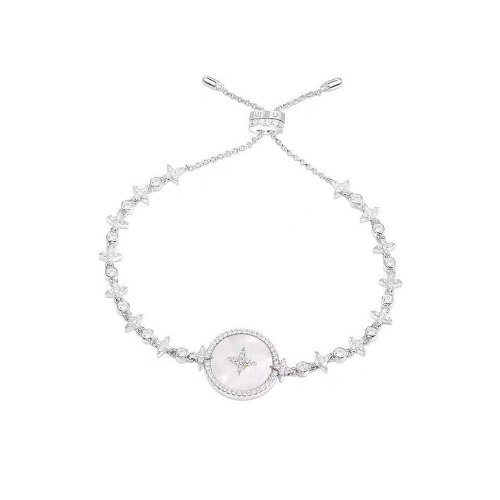 Apm Monaco Star Adjustable Bracelet With Mother Of Pearl Silver