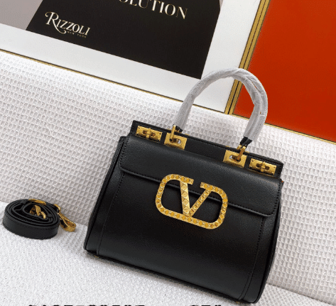 Valentino Garavani Rockstud Medium Handbag Grained Calfskin In Black