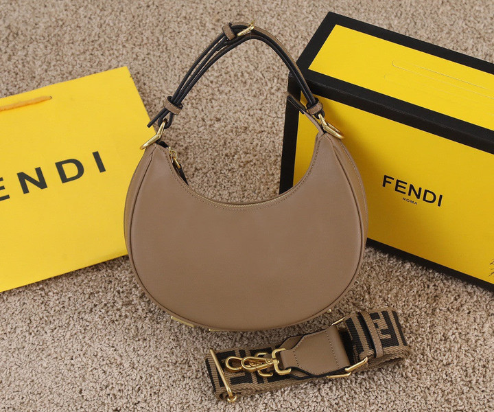 Fendi Fendigraphy With FF Motif Strap Hobo Bag Leather In Beige