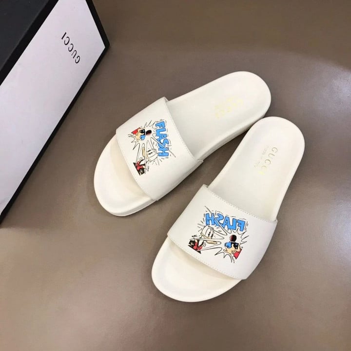 Gucci Flash Donald Duck Slide Sandals In White
