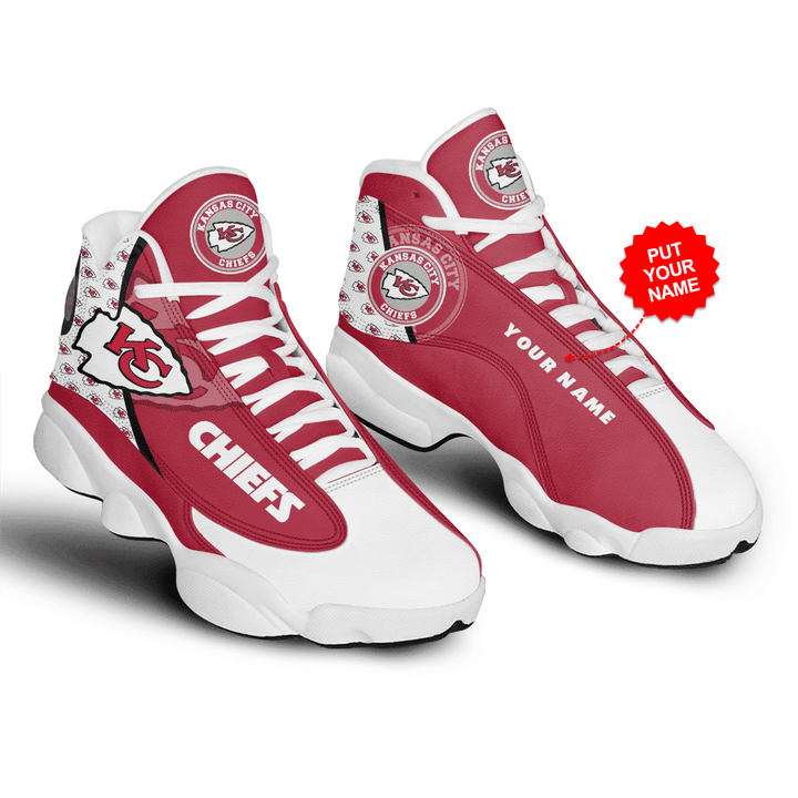 KC Chief Air Jordan 13 Customized Sneaker Shoes In White Red