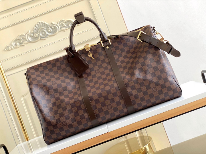 Louis Vuitton Keepall Bandoulière 50 Bag In Brown Damier Canvas And Leather