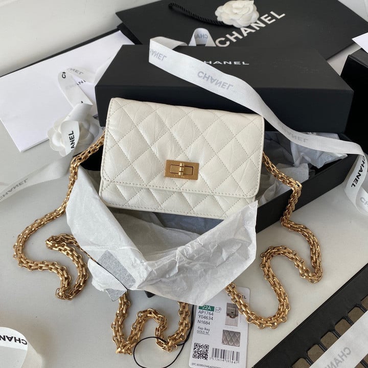 Chanel Sliding Chain-Link Small Shoulder Bag Calfskin In White