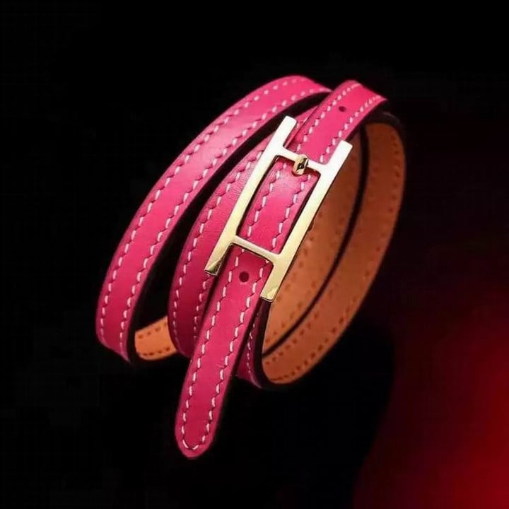 Hermes Behapi Tour Bracelet In Pink With Gold/ Silver Plated Closure