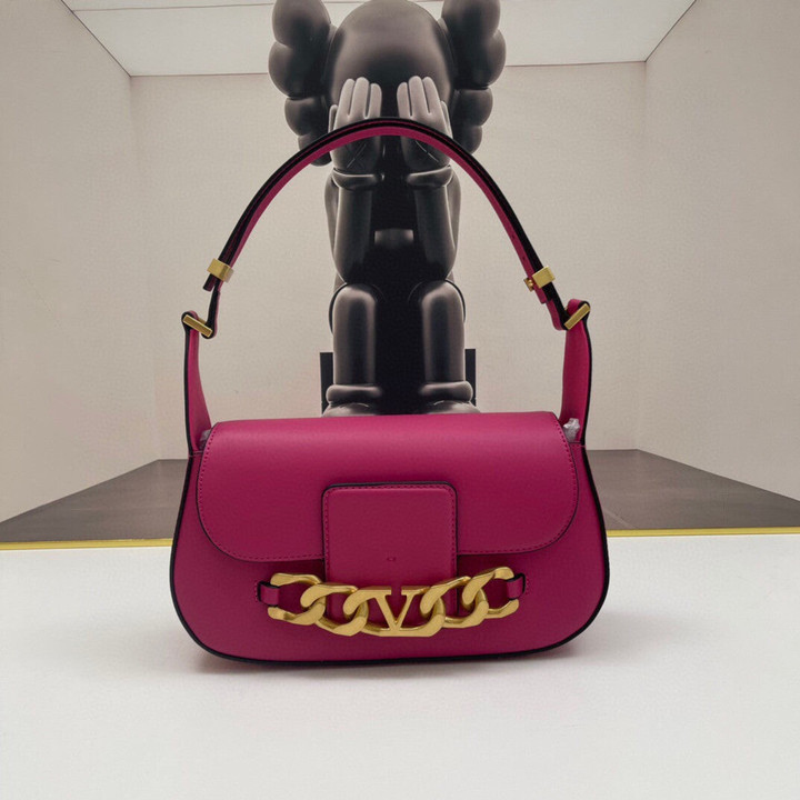 Valentino Garavani VLogo Chain Shoulder Bag Calfskin In Pink