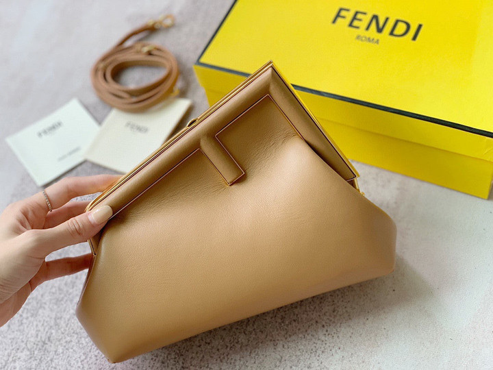 Fendi First Large Bag Leather In Beige