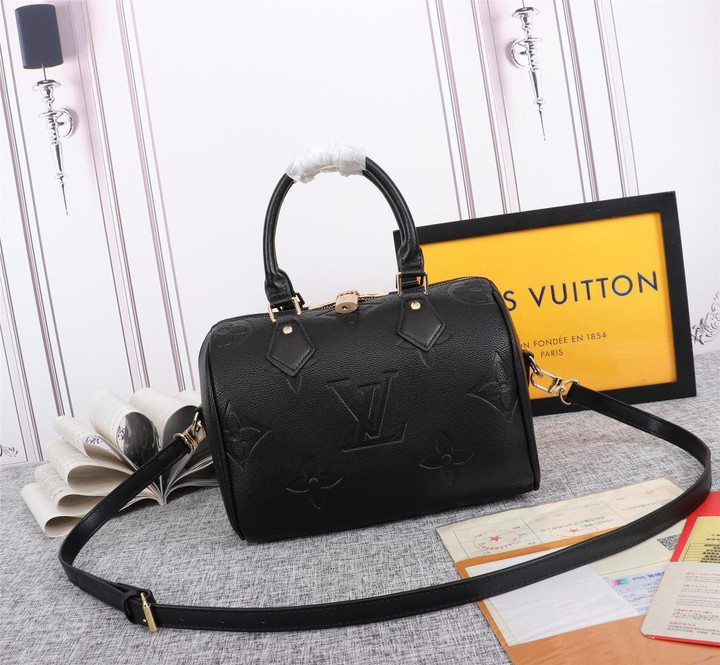 Louis Vuitton Speedy Bandoulière 25 Bag Monogram Empreinte Leather In Black
