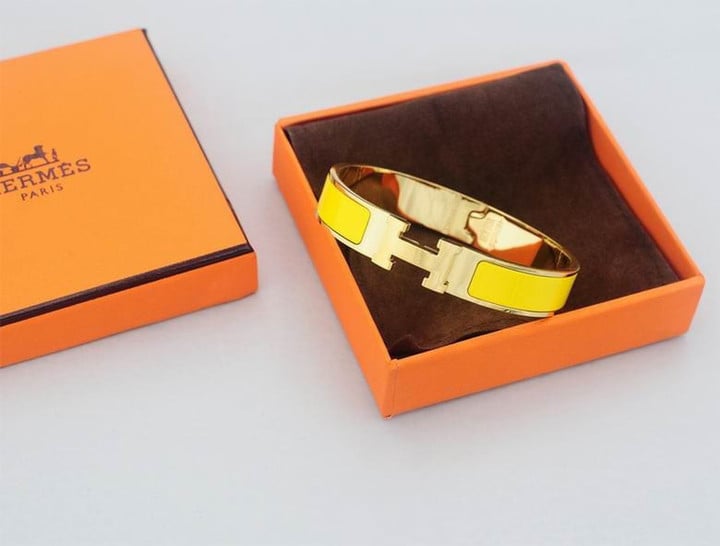 Hermes Clic H Bracelet Enamel In Bright Yellow