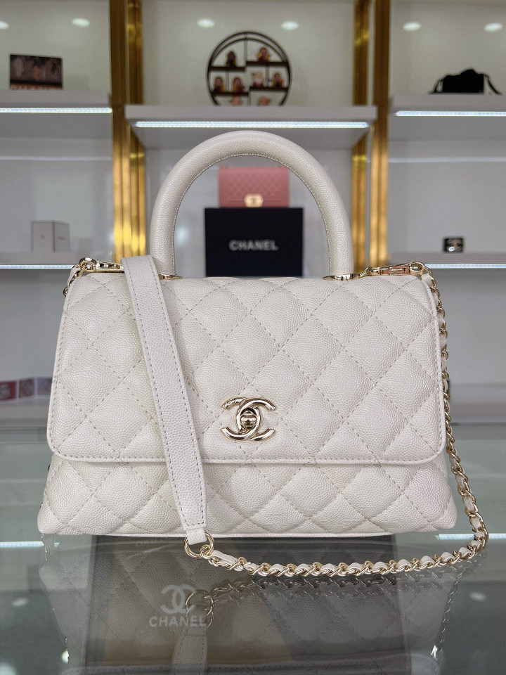 Chanel Flap Bag With Top Handle Bag In White