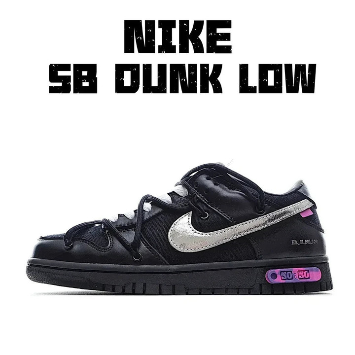 Off-white X Nike Dunk Low "the 50" Black Silver Sneakers Shoes