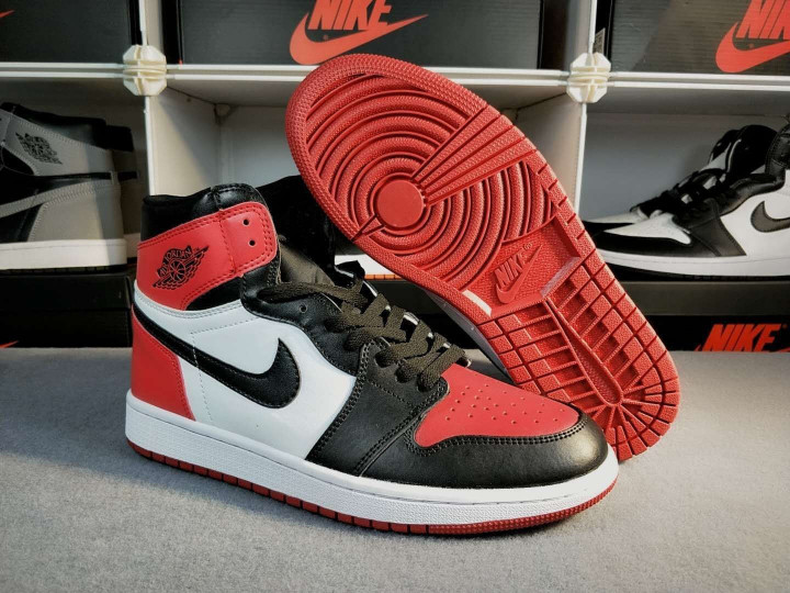 Nike Air Jordan 1 High Og Red Toes And Black Sneakers Shoes