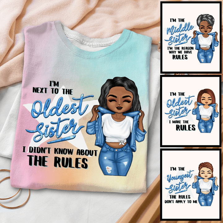 Chibi Sisters The Rules Of Our Home Personalized Tie Dye Shirt Hoodie AP559
