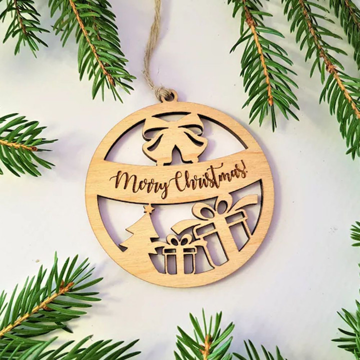 Personalized Hanging Christmas Ornament With String With Custom Engraving