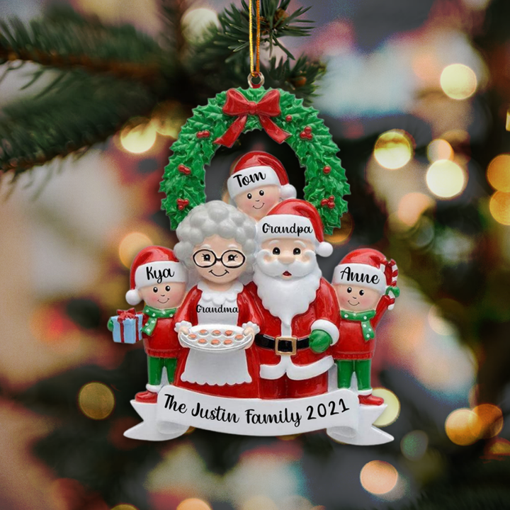 Happy Family With Cakes - Personalized Cut Shape Christmas Ornaments OR0242