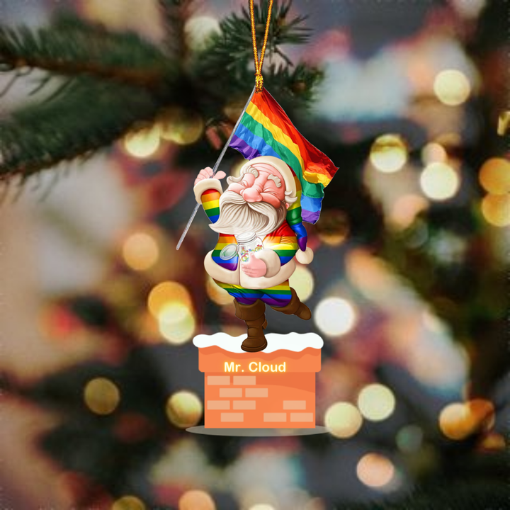 Santa Pride Personalized Cut Shape Christmas Ornament OR0254
