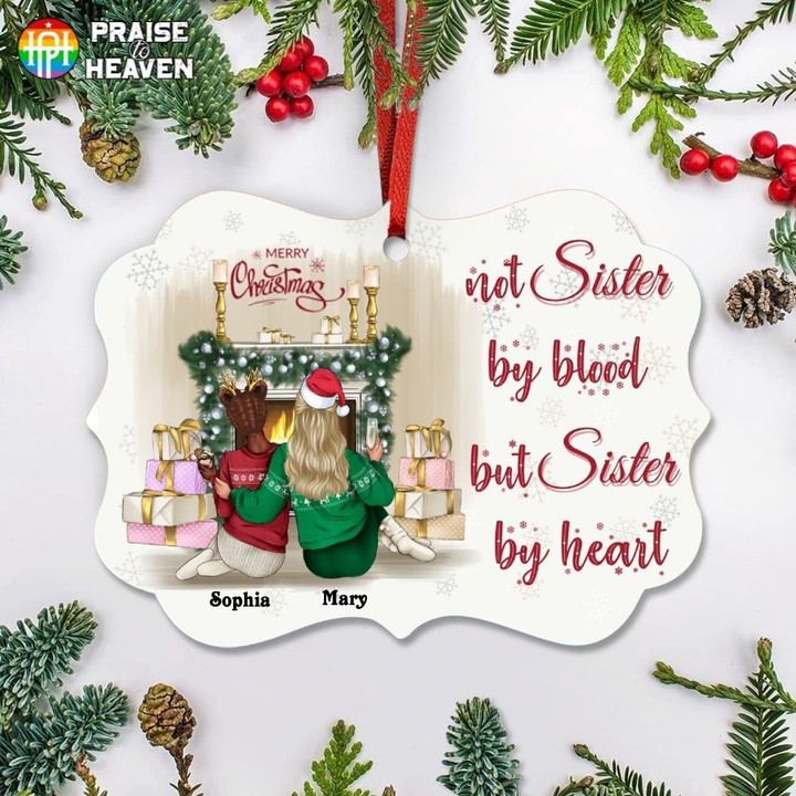 Not Sister By Blood But Sister By Heart Personalized Christmas Ornament OR0247