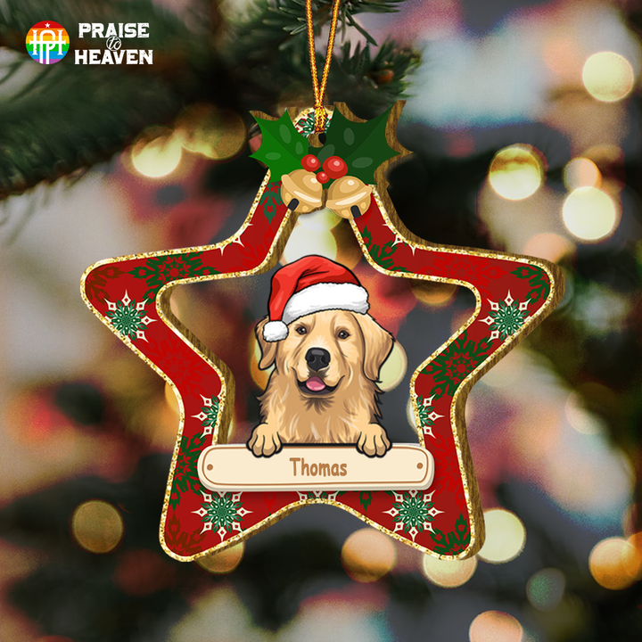Dog Star Cut Shape Personalized Christmas Ornament OR0408