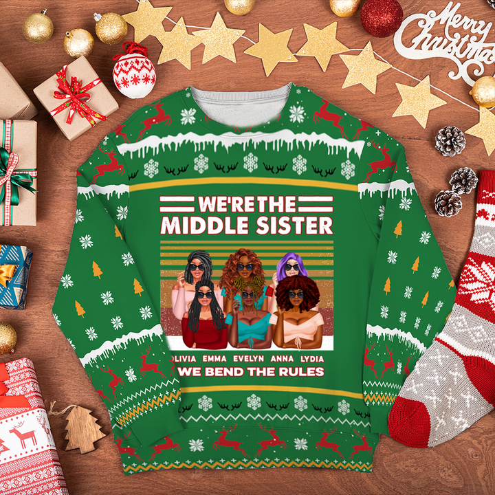 Sister Squad Personalized 3D-Printed Christmas Ugly Sweatshirt Hoodie AP516