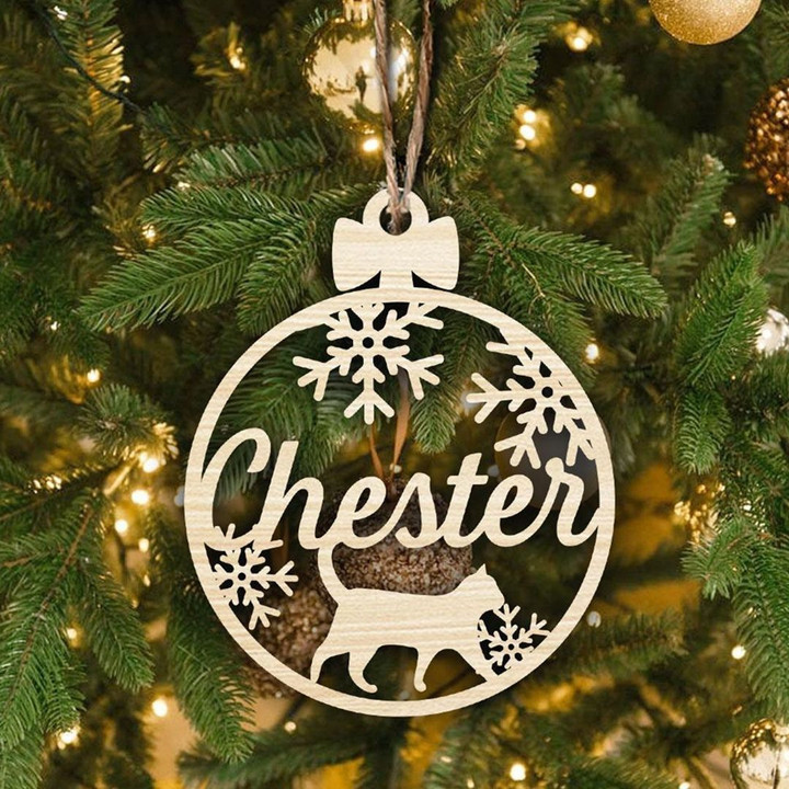 Custom Cat Wood Ornament Personalized Christmas Ornament