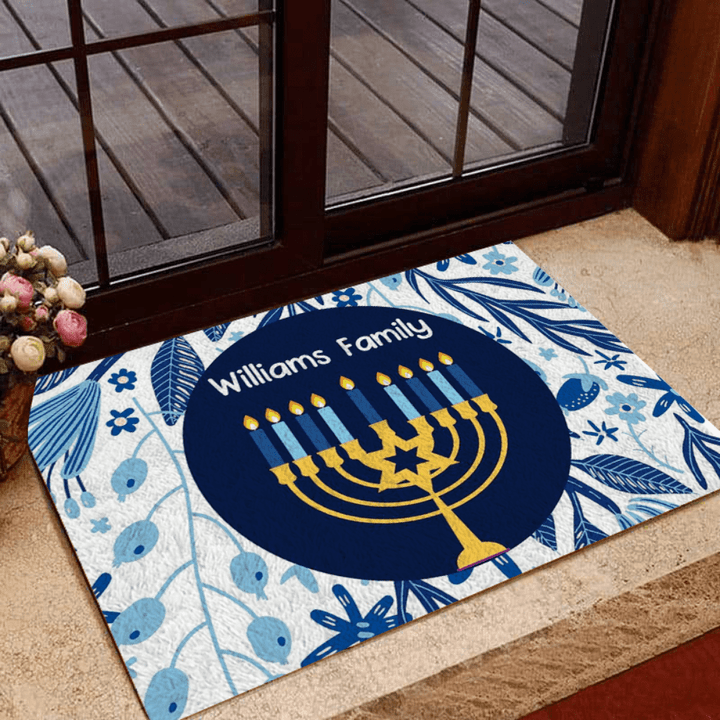 Happy Hanukkah - Personalized Family Outdoor Indoor Doormat DO027