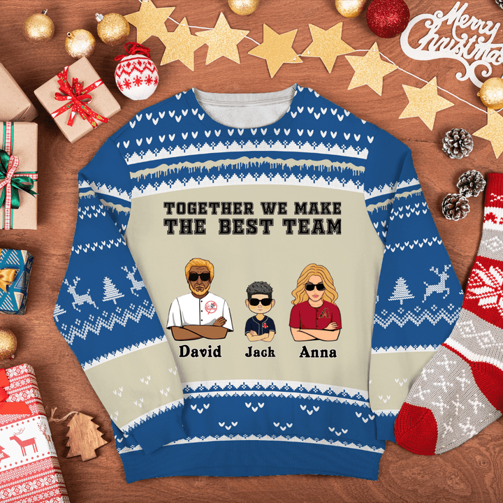 Baseball Family 3D-Printed Christmas Ugly Sweatshirt Hoodie AP517