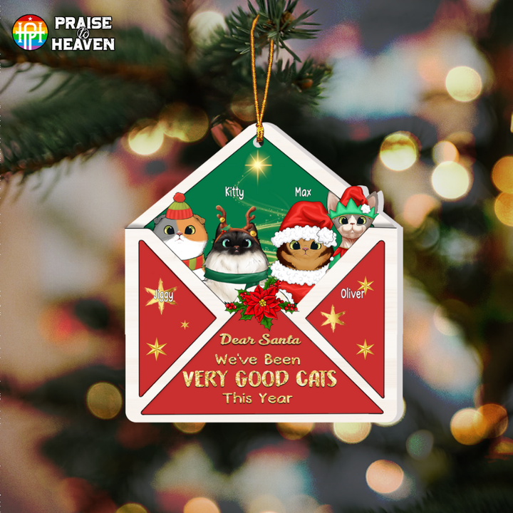 Dear Santa, We Are Good Cats Personalized Cut Shape Christmas Ornament OR0326