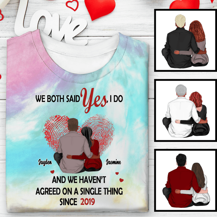 Couple With Heart Valentine Personalized Tie Dye Shirt Sweatshirt Hoodie AP708