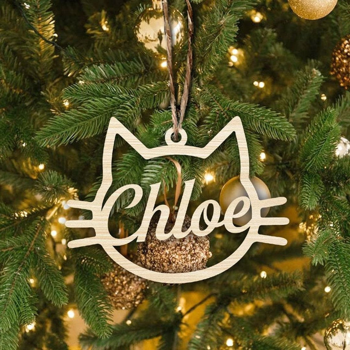 Personalized Cat Face Christmas Ornament