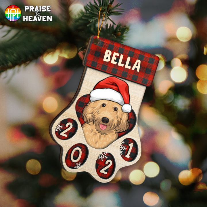 Happy Pawlidays - Christmas Dogs Personalized Wooden Cut Shape Ornament OR0379
