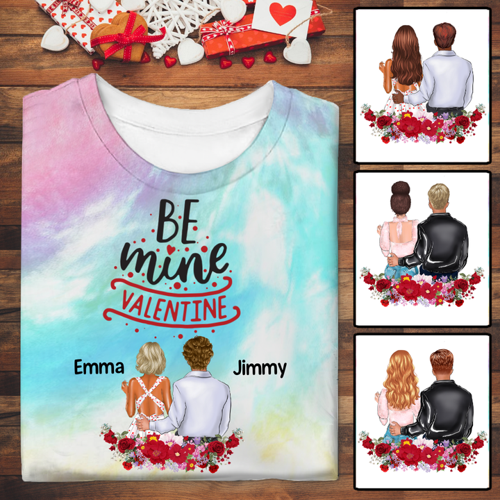 Be Mine Valentine Personalized Couple Tie Dye Shirt Sweatshirt Hoodie AP603