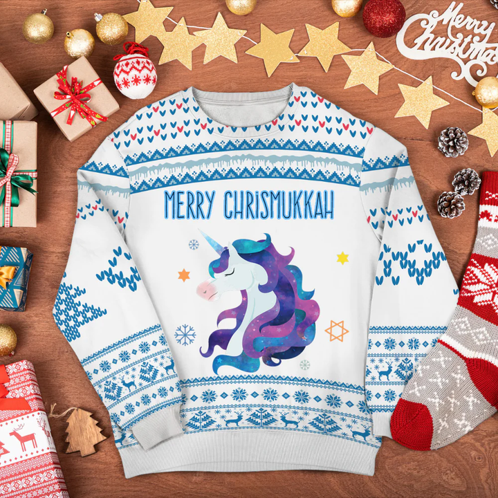 Merry Christmukkah Personalized 3D-Printed Christmas Ugly Sweatshirt Hoodie AP546