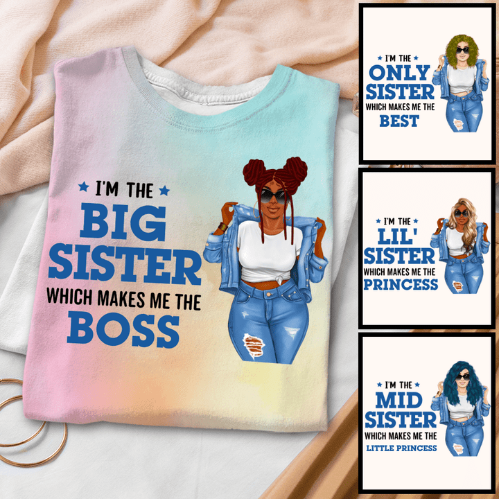 The Big/Mid/Lil' Sister Personalized Tie Dye Shirt Sweatshirt Hoodie AP621