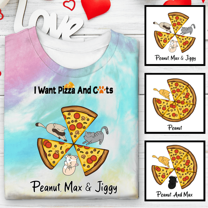 Cat Mom's Pizza Missing Pieces Customized Tie Dye Shirt Sweatshirt Hoodie AP638