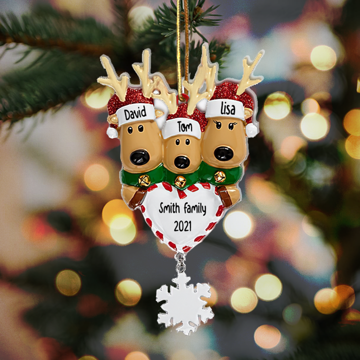 Reindeer Family Bauble Cut Shape Christmas Ornament OR0274