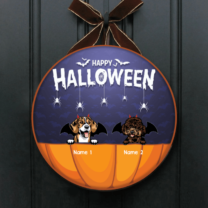 Circle Pallet Sign Happy Halloween Lick Or Treat Dogs PS0013
