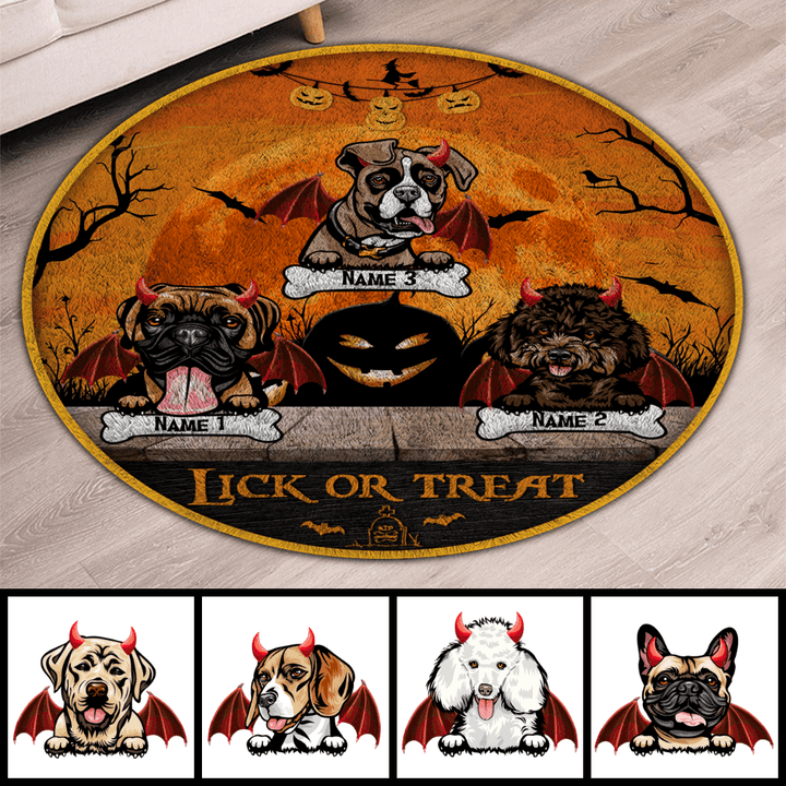 Crazy Dogs Live Here Halloween Personalized Round Rug RU006