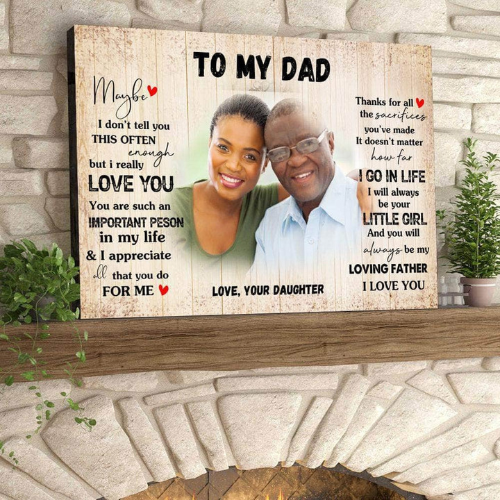 Poster / 24x16 Canvas Prints Poster Wall Art Personalized Photo To My Dad From Daughter PT0030
