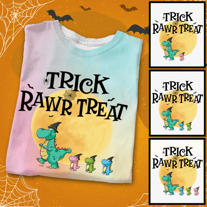 Trick Rawr Treat, Gifts For Halloween Family Tie Dye Shirt Sweatshirt AP294
