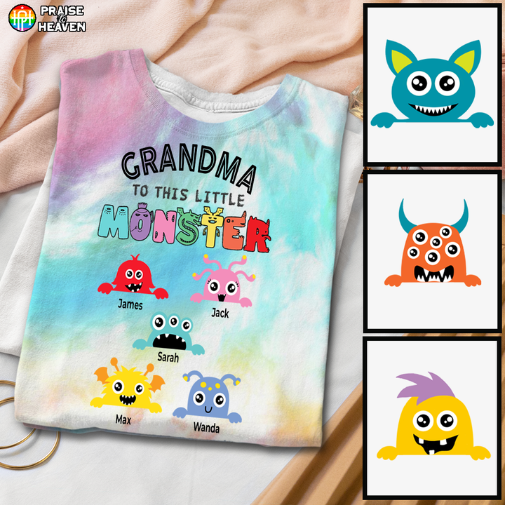 Grandma's Little Monsters Tie Dye Shirt Sweatshirt Hoodie AP345